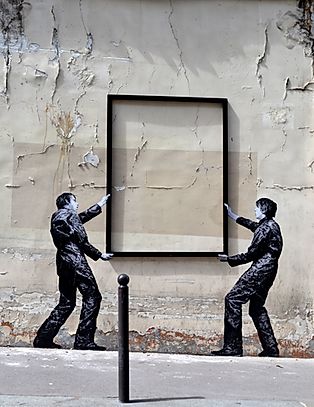Levalet artiste de la galerie espace art le Comoedia Brest exposition art urbain street art