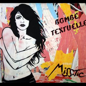 Bombe textuelle estampe numerique de Miss Tic artiste de la galerie espace art le Comoedia Brest exposition art urbain street art