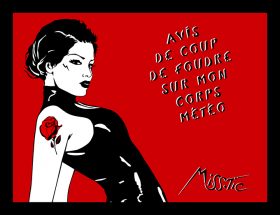 Coup de foudre sur mon corps Miss Tic artiste de la galerie espace art le Comoedia Brest exposition art urbain street art