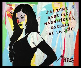 J ai zone de Miss Tic artiste de la galerie espace art le Comoedia Brest encre aerosol pochoir collage exposition art urbain street art