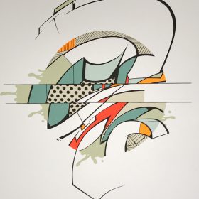 Travail de Reso artiste street art de la galerie Espace art le Comoedia de Brest