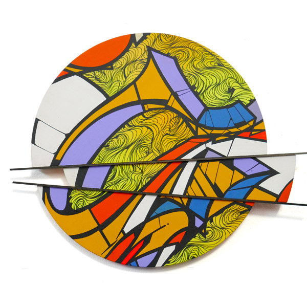 Tableau sur bois de Reso exposition art urbain street art galerie espace art le Comoedia
