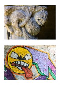 Photographie de JPH smiley expositon art urbain galerie art le comoedia sculpture et graffiti