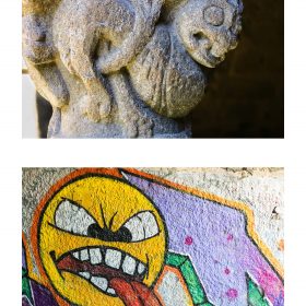 Photographie de JPH smiley expositon art urbain galerie art le comoedia sculpture et graffiti