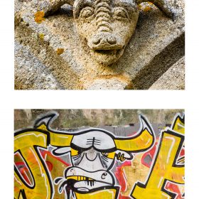 Photographie de JPH exposition art urbain galerie art le Comoedia buffle graffiti sculpture