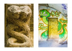 Photographie serpants de JPH exposition art urbain galerie art le Comoedia sculpture et graffiti