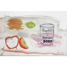 Peinture - Gopal Dagnogo - Boite de conserve - pomme - citron verre - poissons