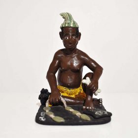 Sculpture - Eulogé Glélé - Homme africain - chaman - ossements - collier de perles