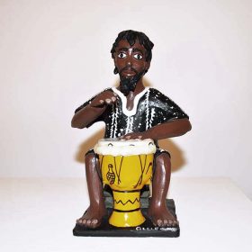 Sculpture - Eulogé Glélé - Homme africain - joue du tamtam