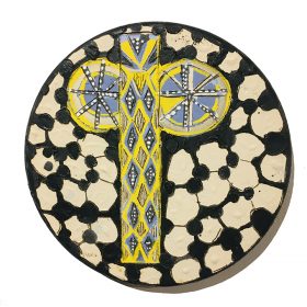 Sculpture - Marc Piano - Assiette - formes blanches, jaunes, bleues et noires