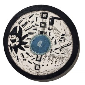 Sculpture - Marc Piano - Assiette - motifs africains - noir blanc et bleu