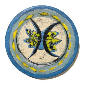 Sculpture - Marc Piano - Assiette - bleue, jaune, blanche