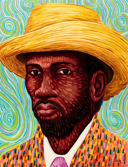 Peinture - Shula Mosengo - Autoportrait style Van Gogh