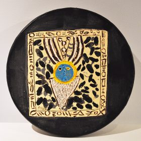 Sculpture - Marc Piano - dessous de plat - noir, jaune, bleu, blanc