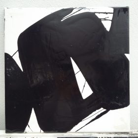 Peinture - Cali REZO - Formes noires - filaments noirs - fond blanc