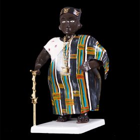 Sculpture - Didier AHADJI - Homme africain - tenue traditionnel - canne en or - chaine en or