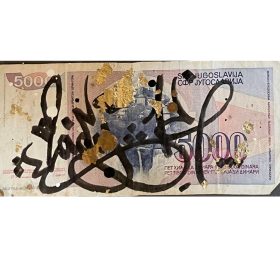 billet avec tag et collage