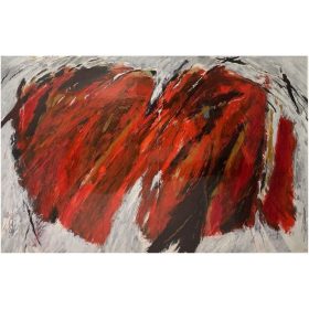 tableau abstrait rouge, noir et blanc
