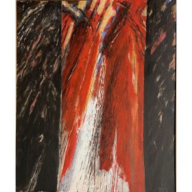 tableau abstrait rouge, noir et blanc