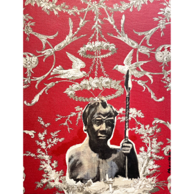 Toile de Jouy représentant un guerrier Bantu