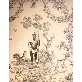 Toile de Jouy représentant un guerrier Bantu