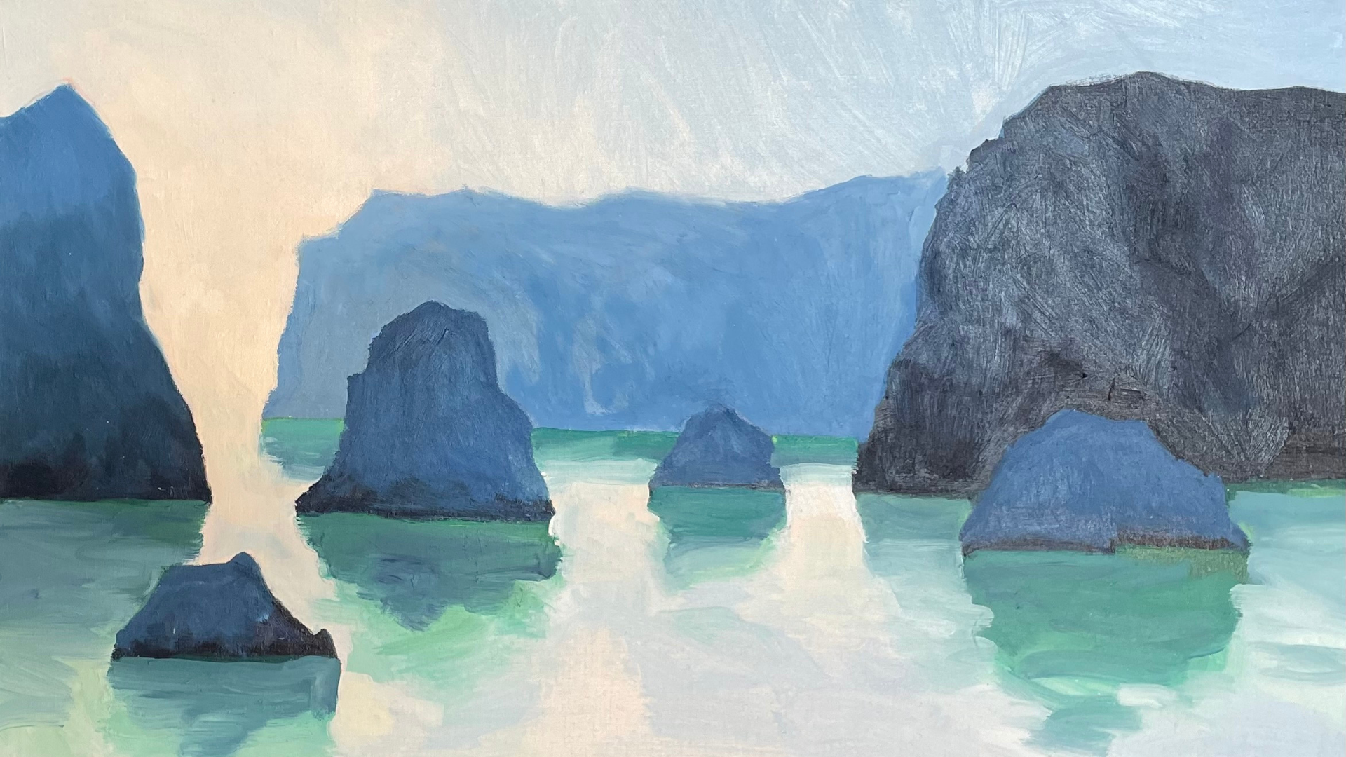 Peintures de falaises bleues, inspirée des côtes de Bretagne