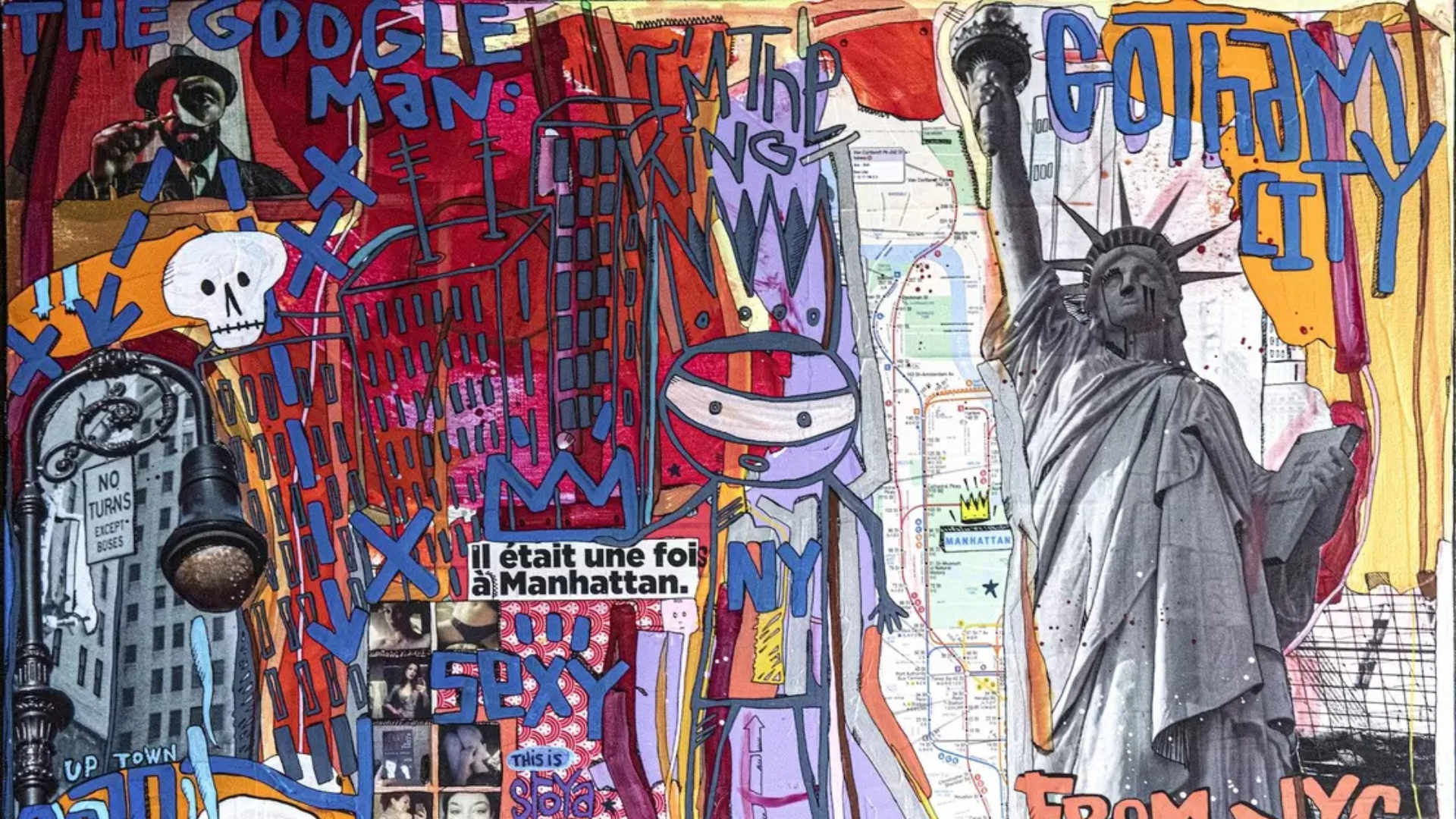 Peinture, différentes formes, couleurs et symbole de New-York