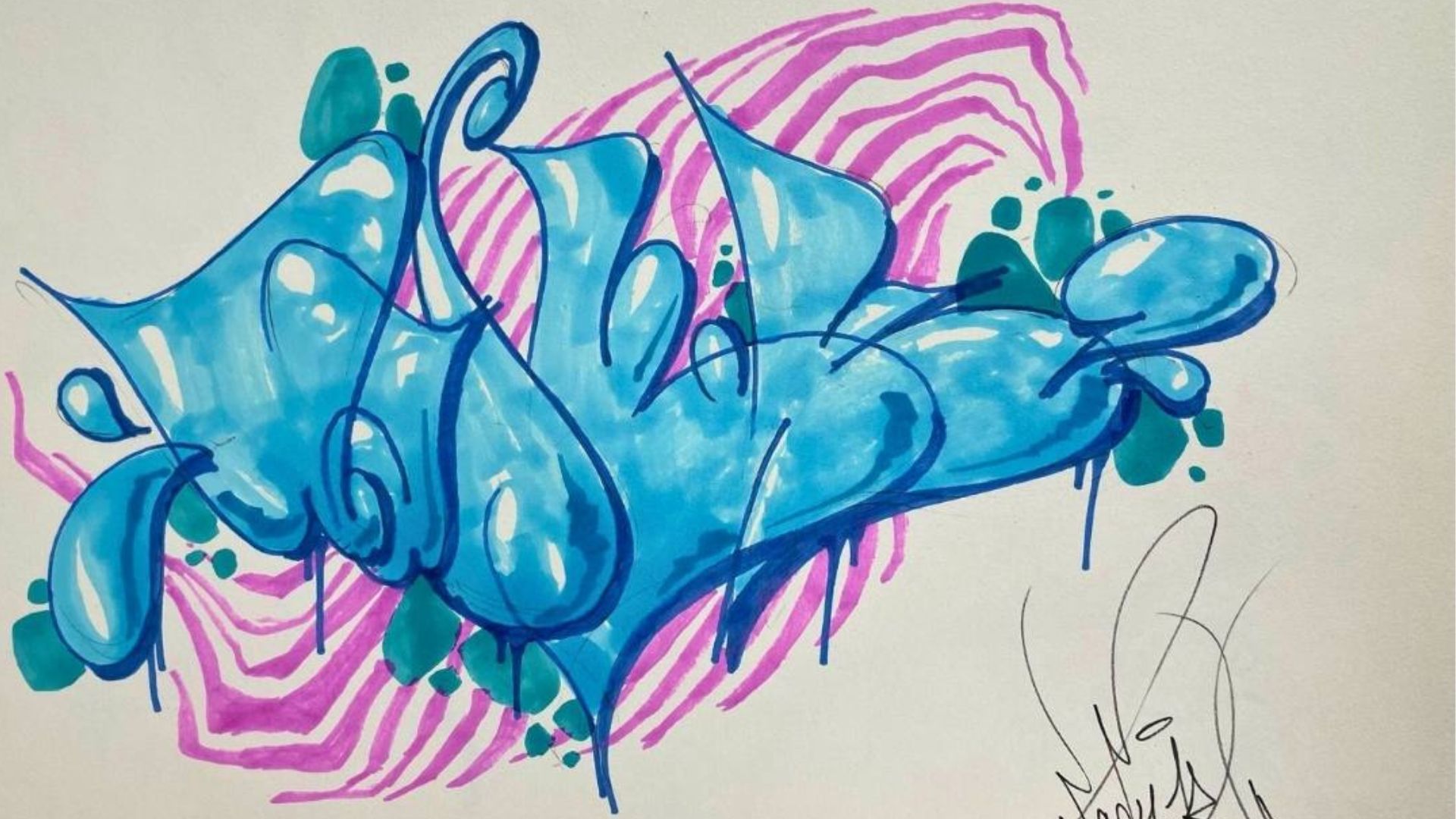 Oeuvre colorée sur papier de Lady K