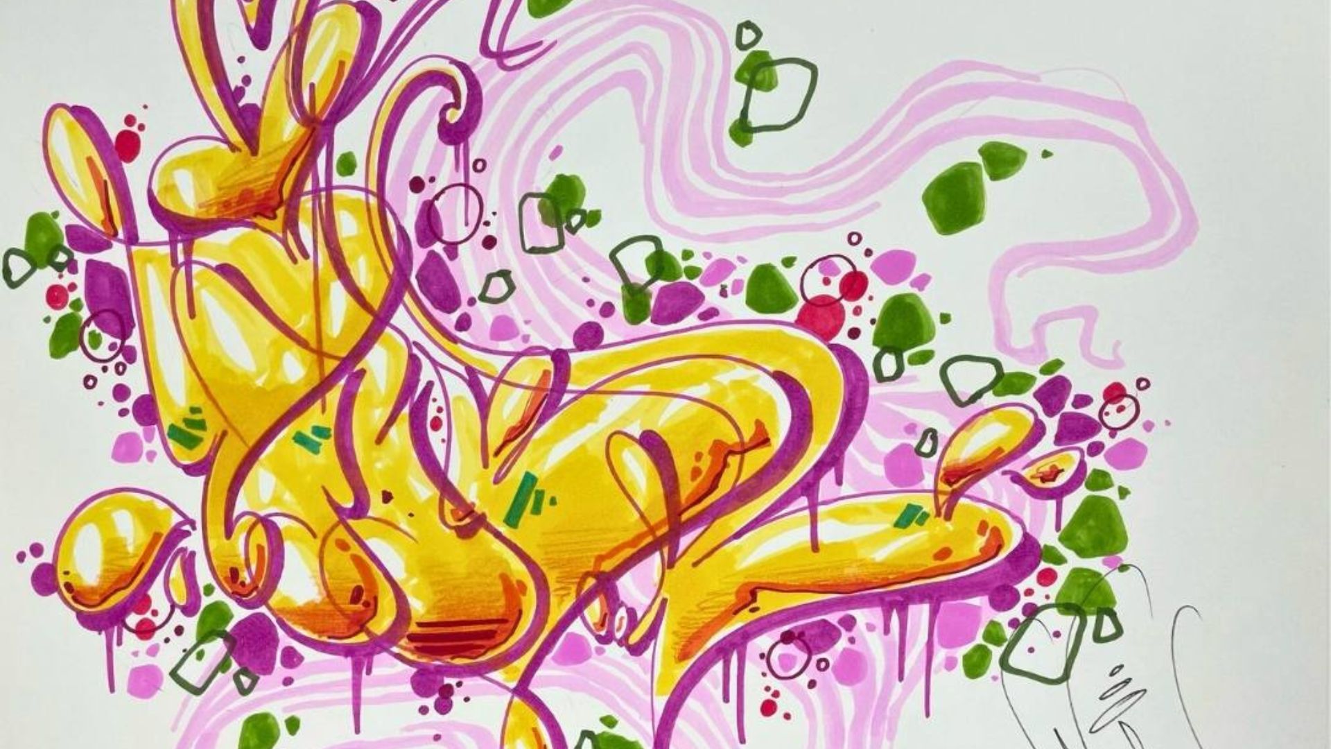 Oeuvre colorée sur papier de Lady K