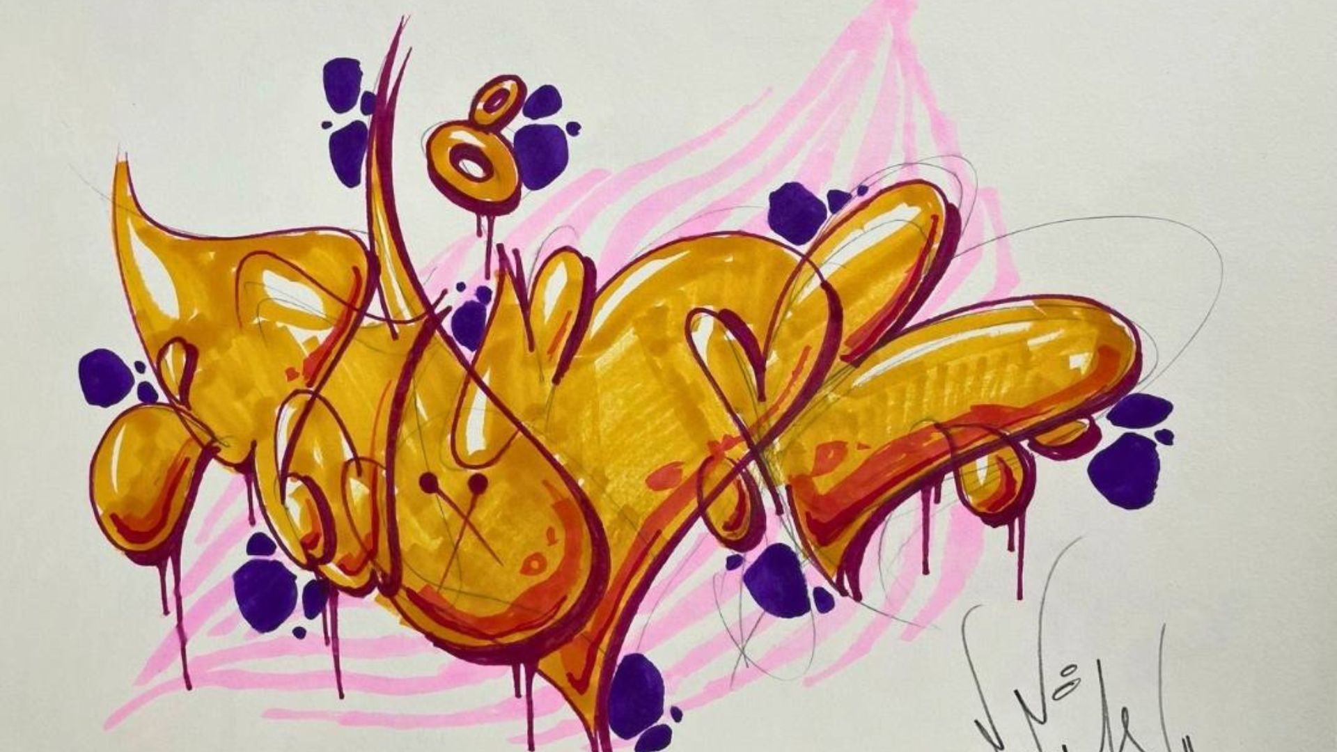 Oeuvre colorée sur papier de Lady K
