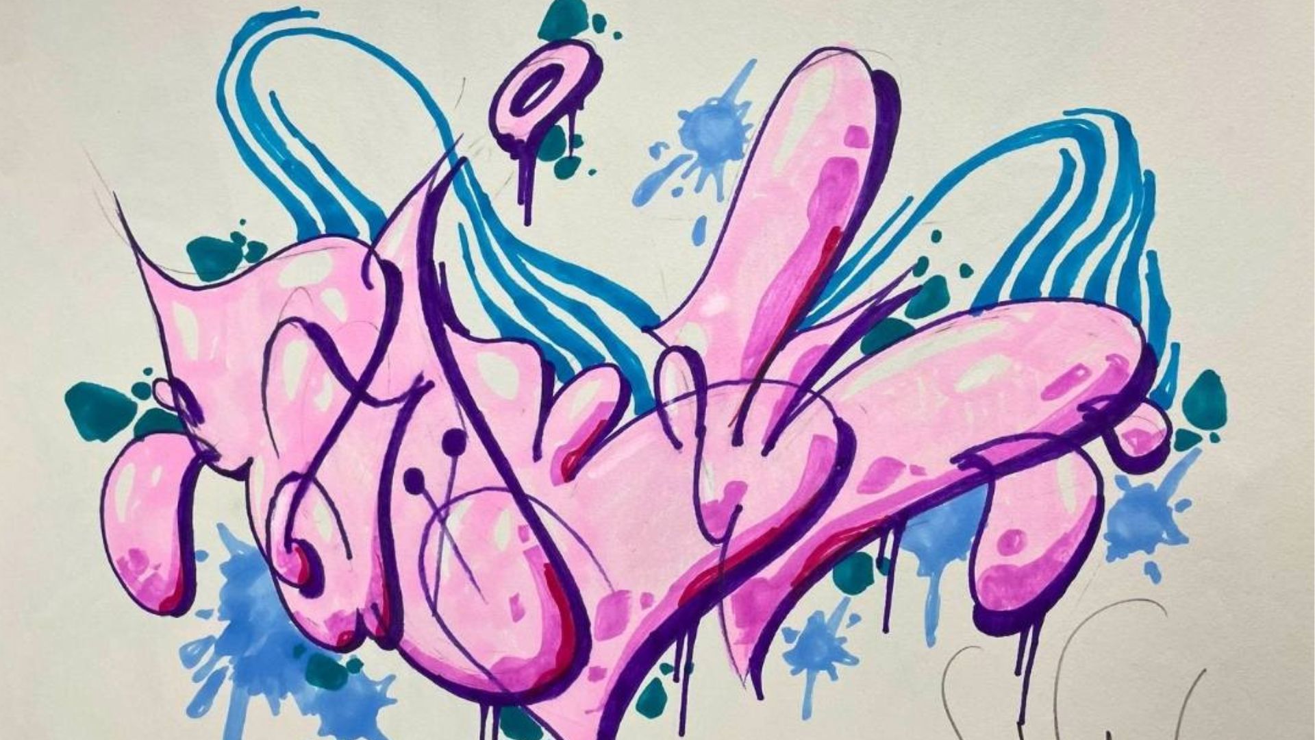 Oeuvre colorée sur papier de Lady K