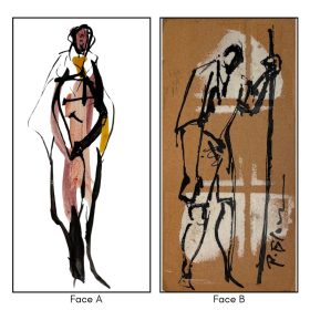 Faïence peinte recto verso