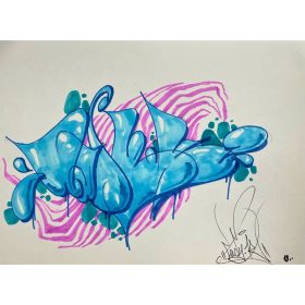 Oeuvre colorée sur papier de Lady K