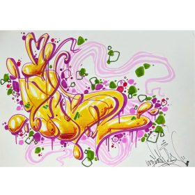 Oeuvre colorée sur papier de Lady K