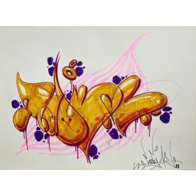 Oeuvre colorée sur papier de Lady K