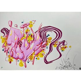 Oeuvre colorée sur papier de Lady K