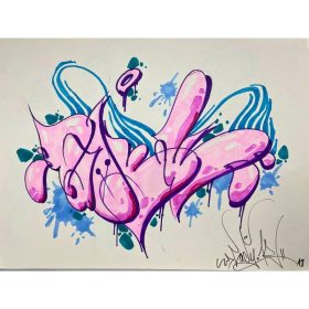 Oeuvre colorée sur papier de Lady K