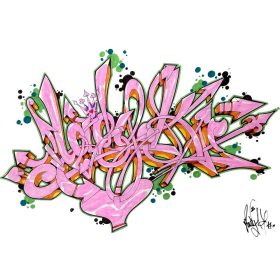 Oeuvre colorée sur papier de Lady K
