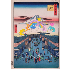 Dessin des bisounours sur estampe japonais