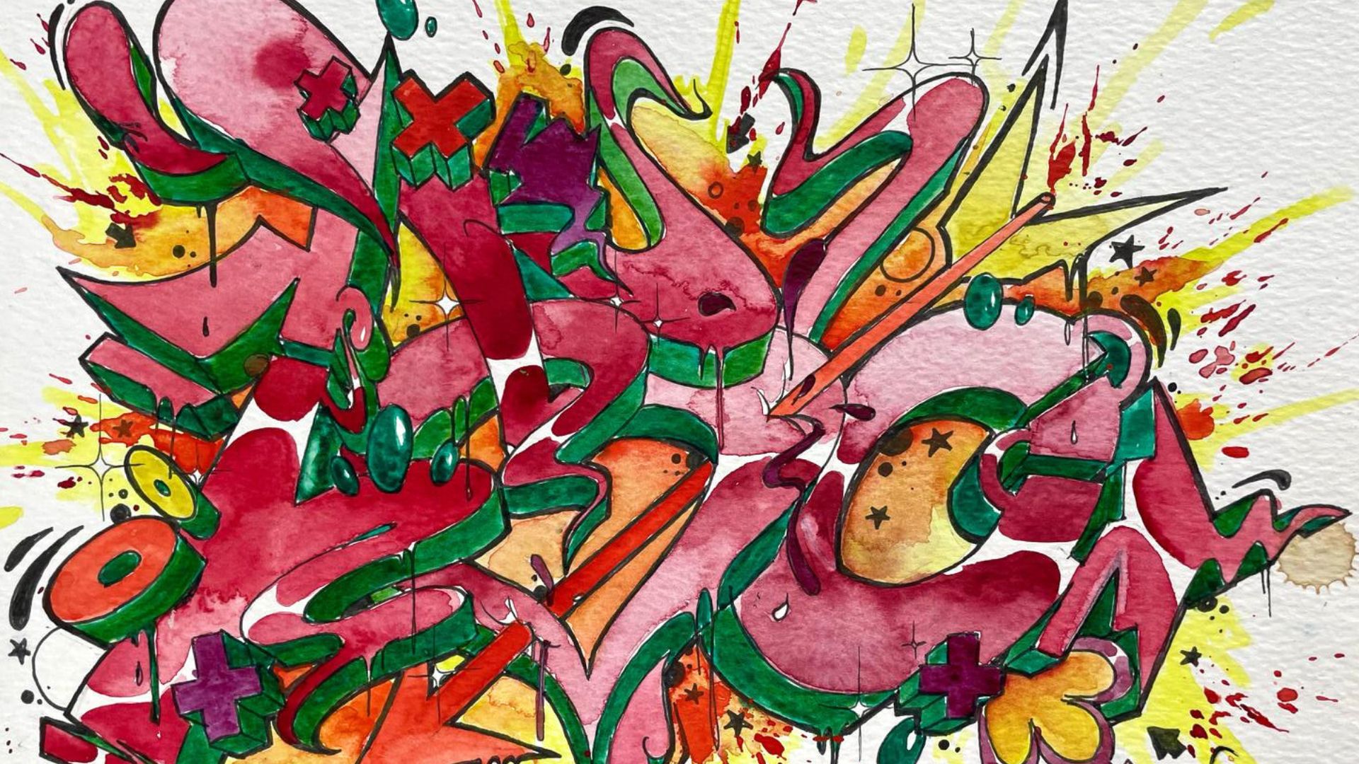 dessin d'un tag en aquarelle