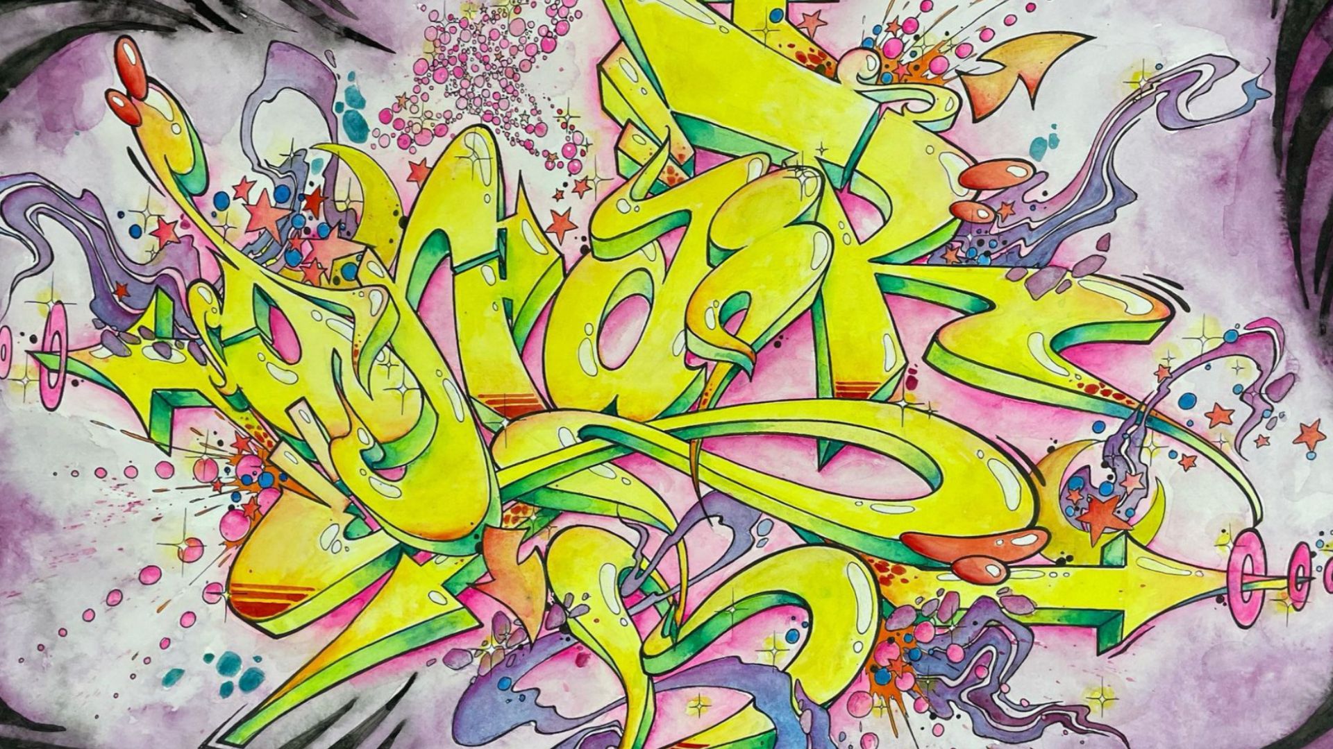 dessin d'un tag en aquarelle