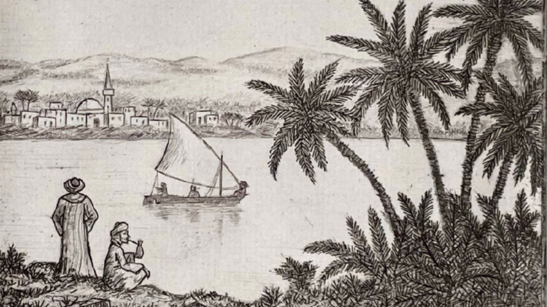 gravure d'une voilier sur Nil