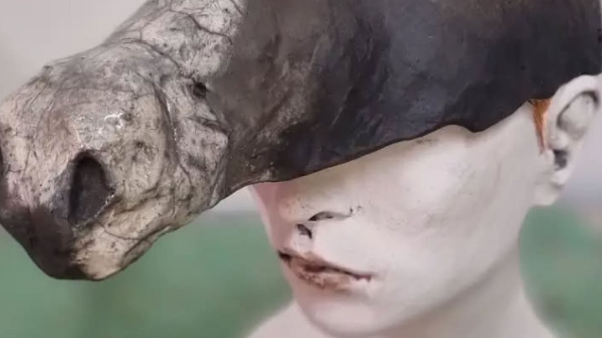 buste d'une figure avec une tête de l'âne
