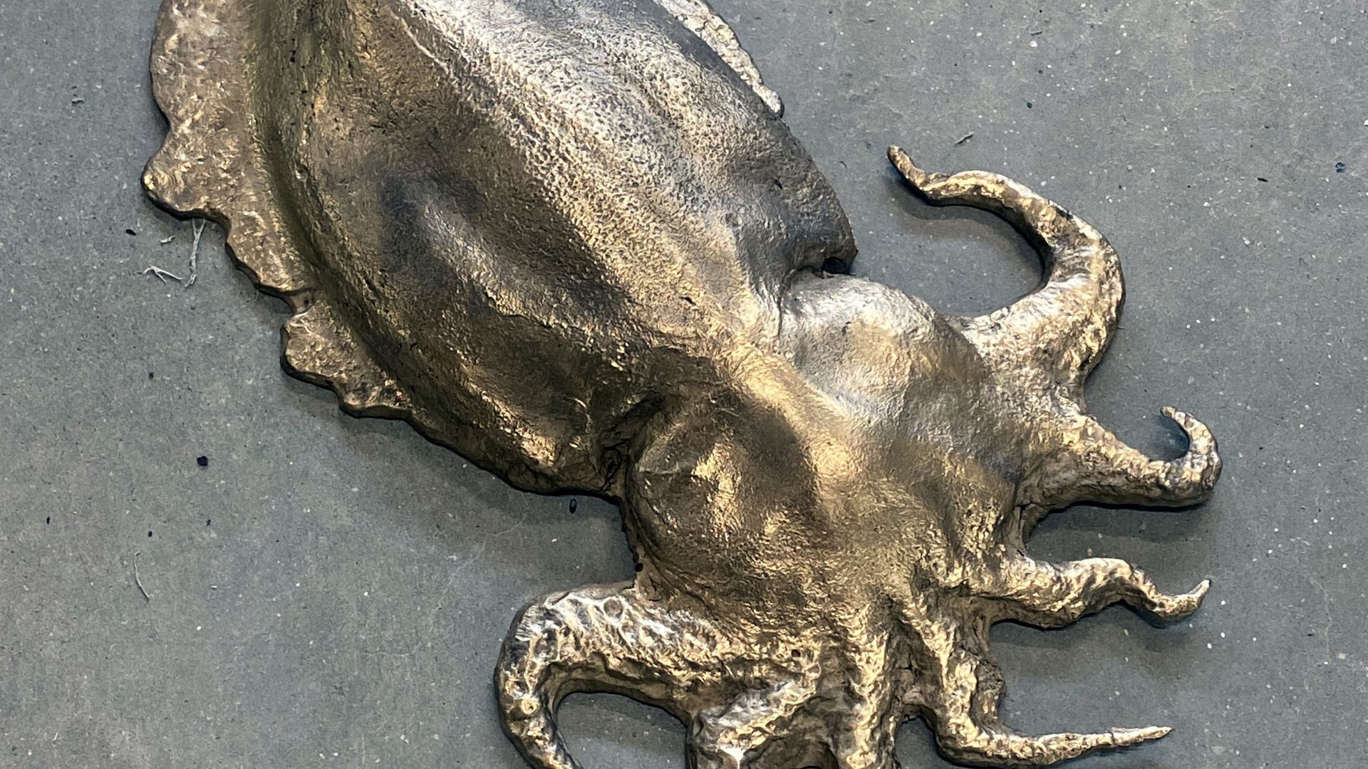 sculpture bronze d'une seiche