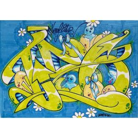 dessin du tag 156 en couleur avec poussin