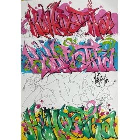 dessin d'un tag en russe en aquarelle