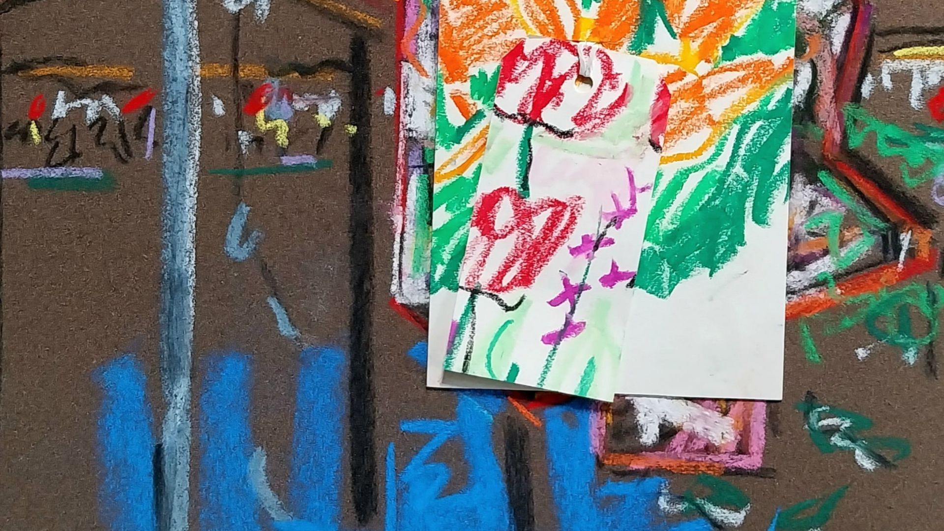 paysage abstrait pastel et collage