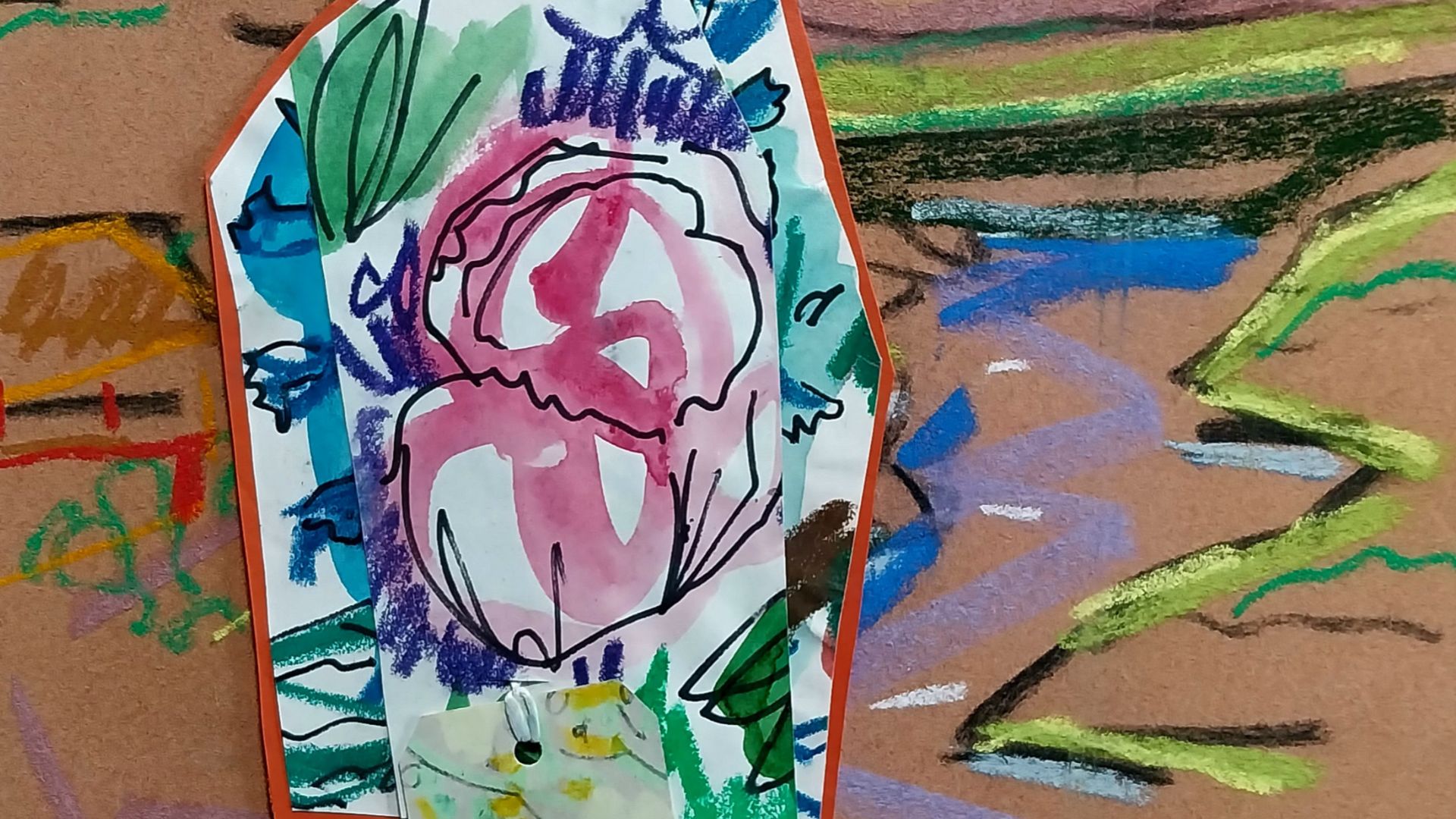 paysage abstrait pastel et collage