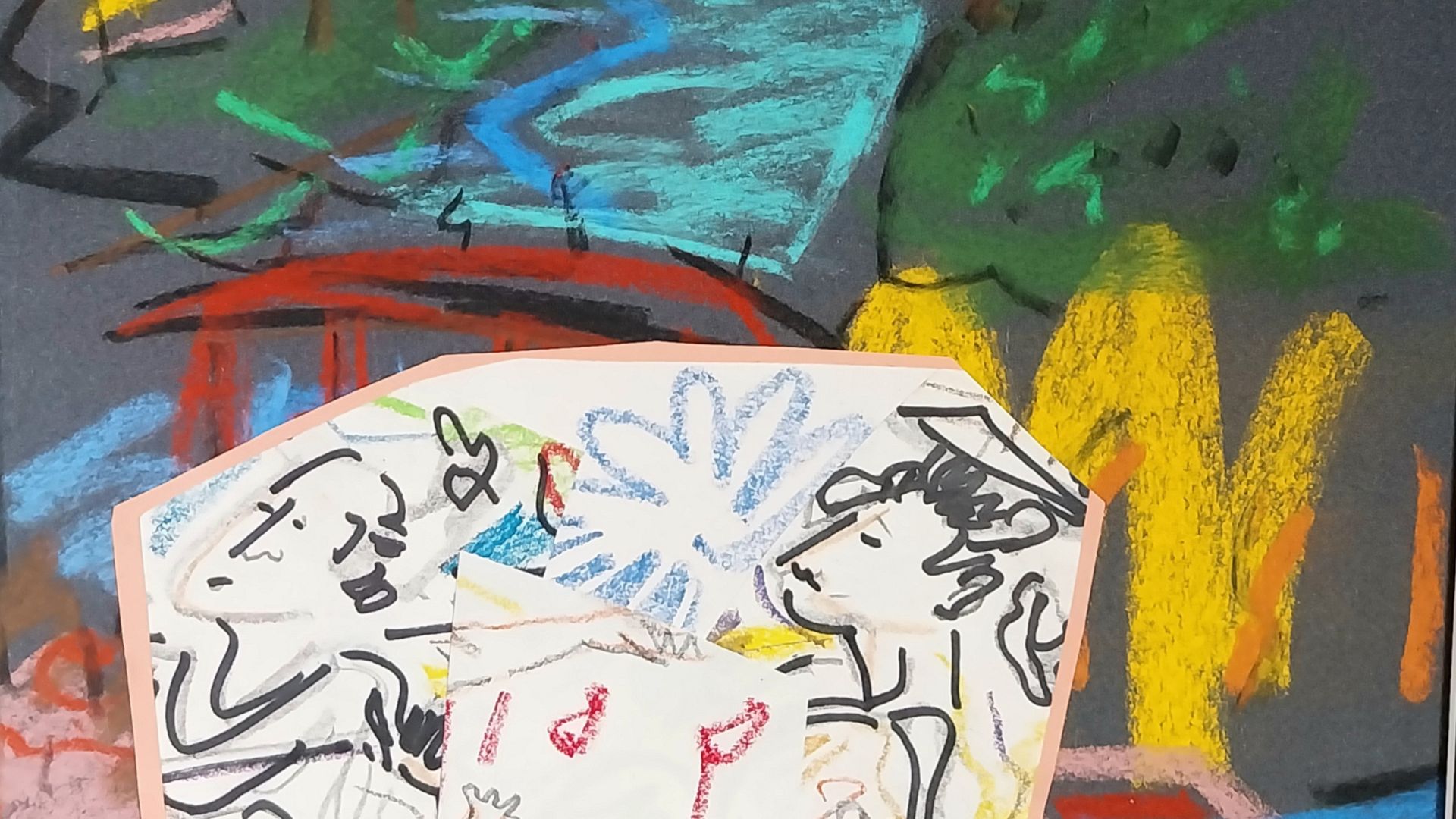paysage abstrait pastel et collage