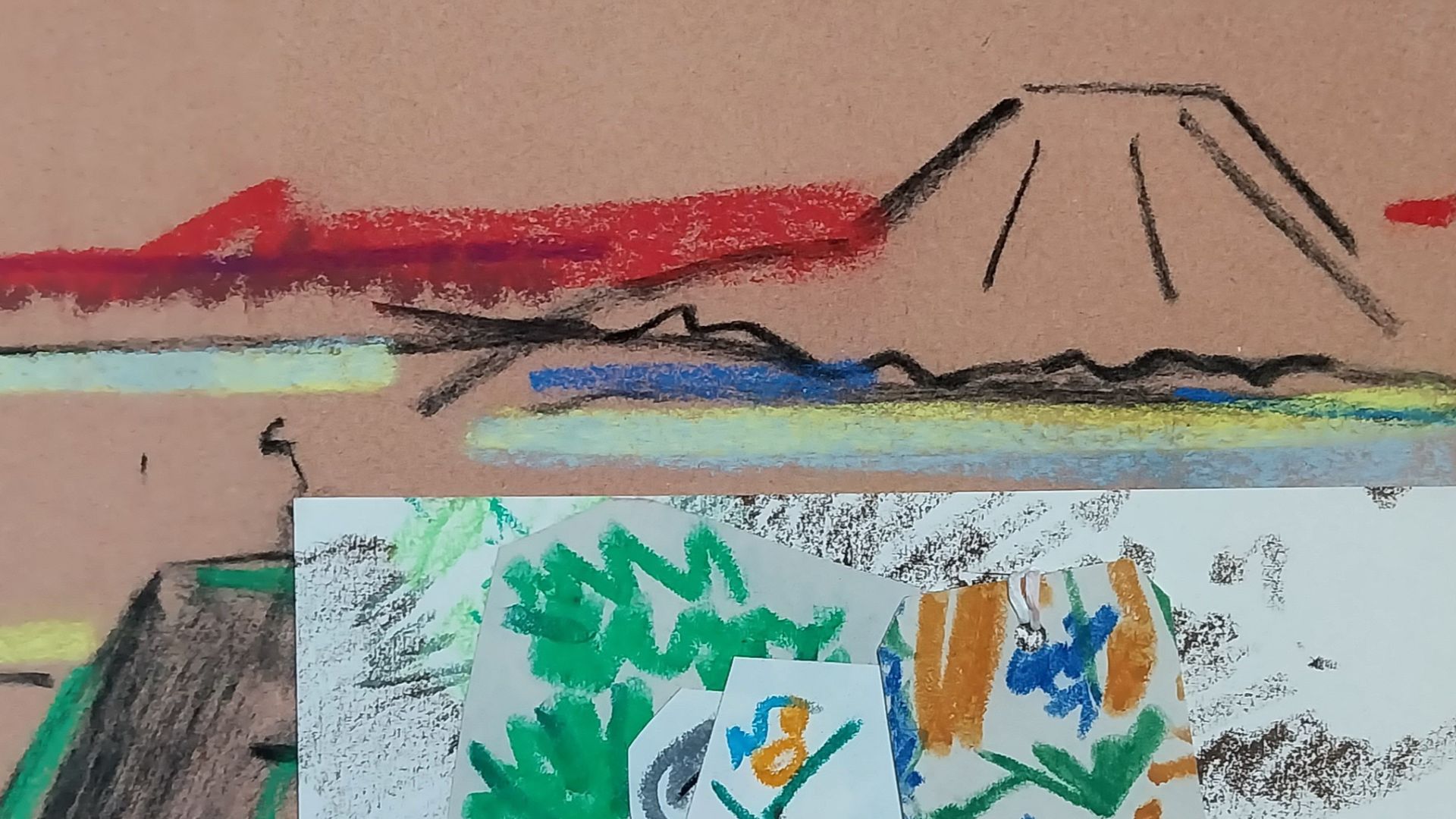 paysage abstrait pastel et collage